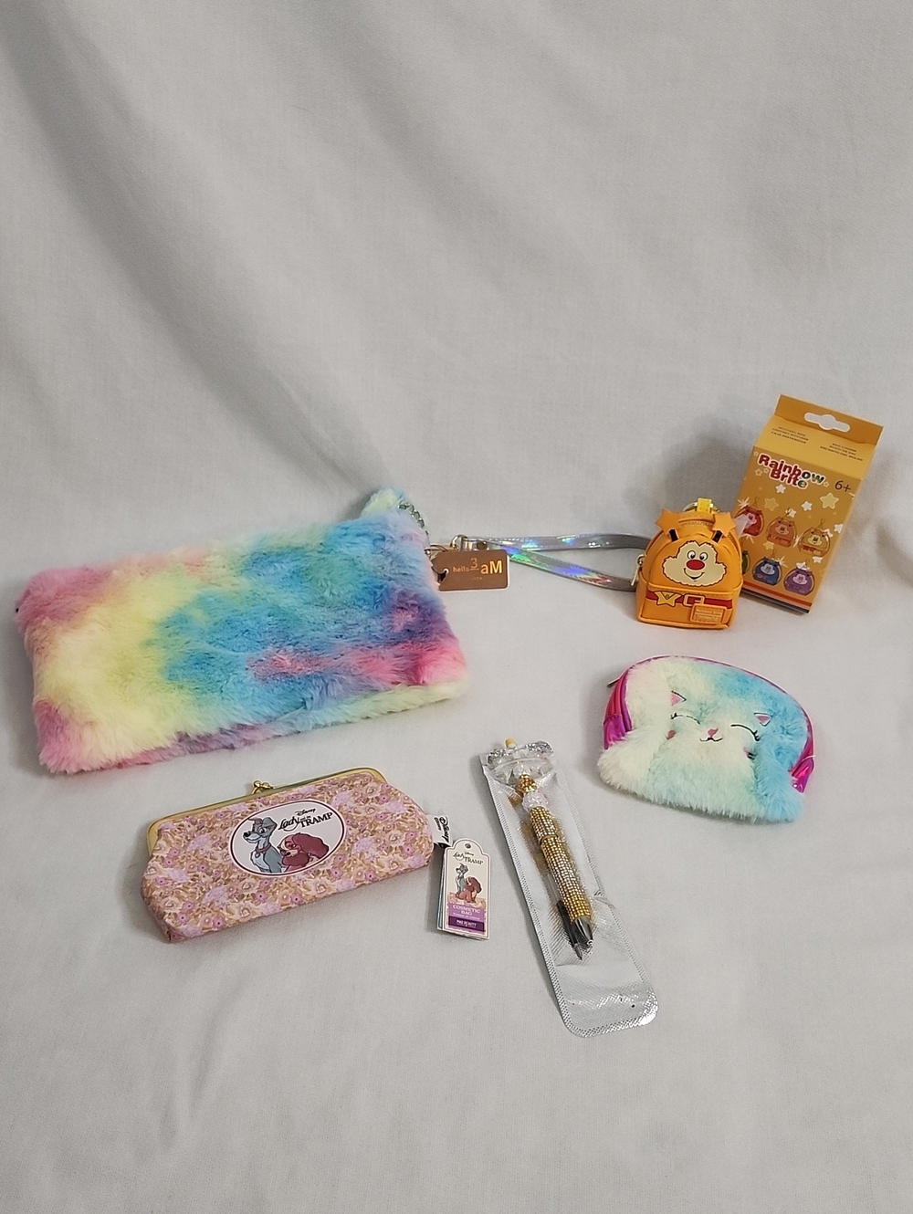 Loungefly Rainbow Brite Bag charm, Lady & The Tramp Pouch w/ Accessories